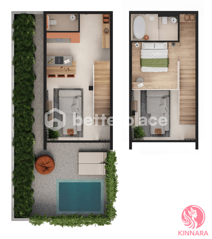 Floor plan of Modern Tropical Hideaway 1-Bed - Villa, Gianyar, Bali