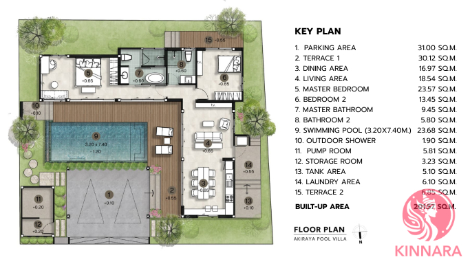 Floor plan of Akiraya 2BR Pool Villa - Villa, Koh Phangan, Surat Thani