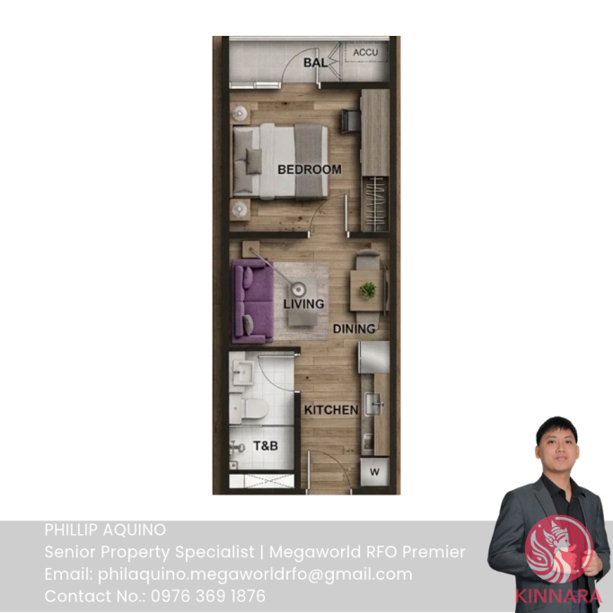 Floor plan of 1 BR Park Mckinley West - Apartment, Taguig, Metro Manila